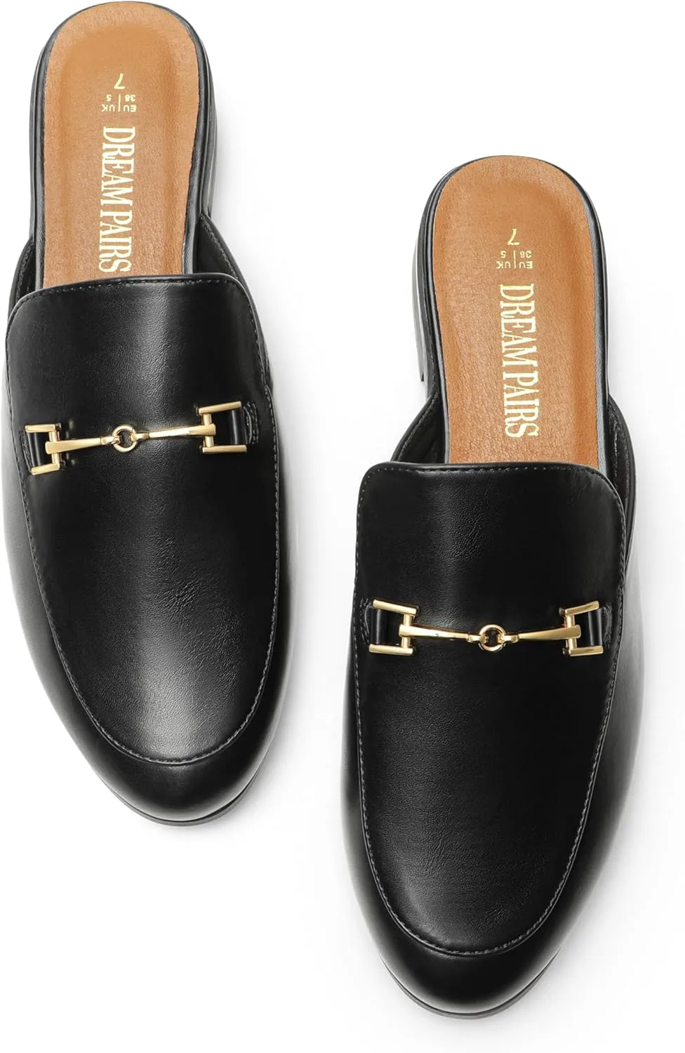 DREAM PAIRS Mules for Women Flats Comfortable Buckle Mules Slip on Slides Backless Loafers Shoes