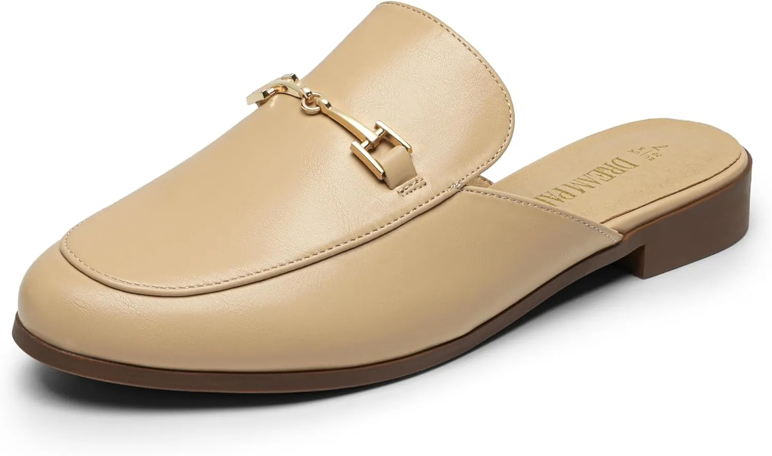 DREAM PAIRS Mules for Women Flats Comfortable Buckle Mules Slip on Slides Backless Loafers Shoes