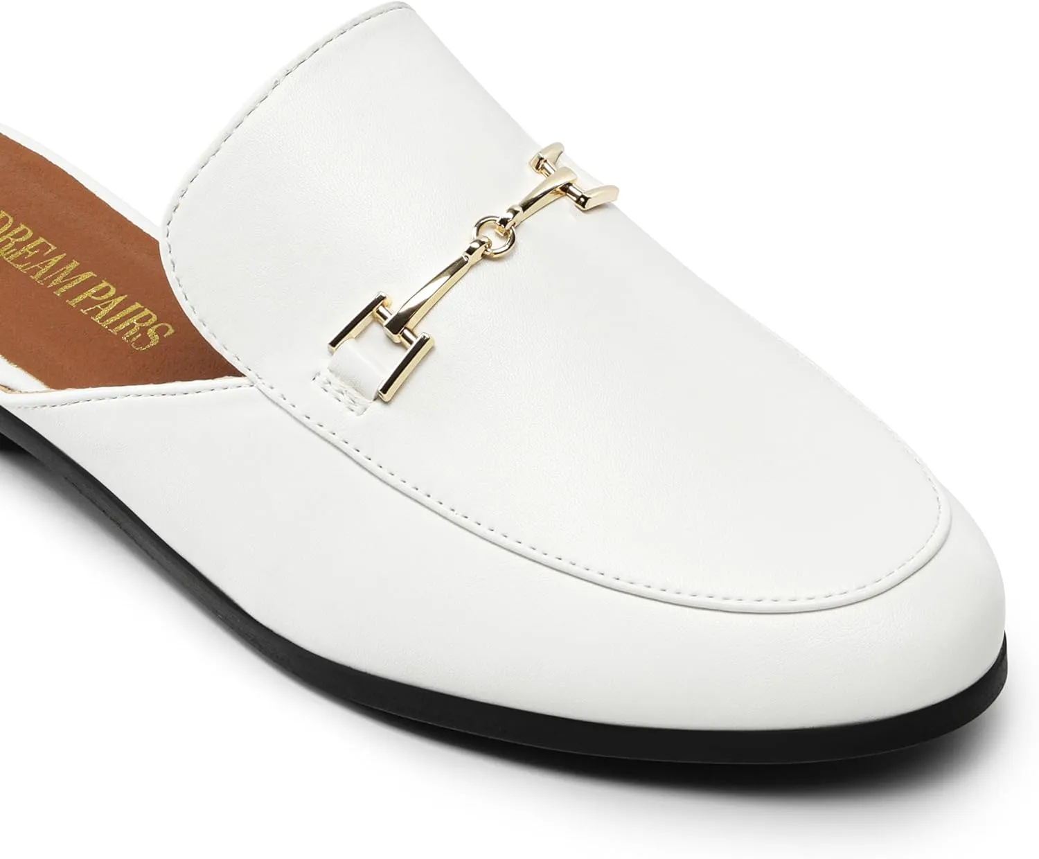 DREAM PAIRS Mules for Women Flats Comfortable Buckle Mules Slip on Slides Backless Loafers Shoes