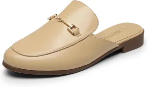 DREAM PAIRS Mules for Women Flats Comfortable Buckle Mules Slip on Slides Backless Loafers Shoes