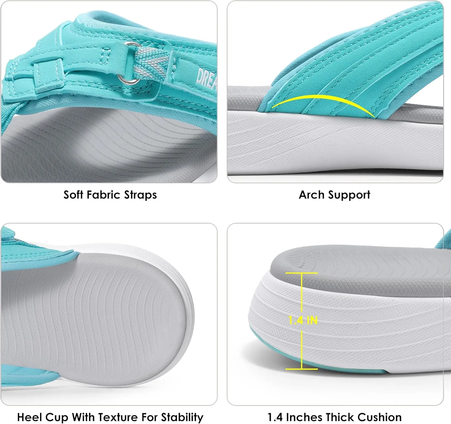 DREAM PAIRS Women's Arch Support Flip Flops Comfortable Thong Sandals