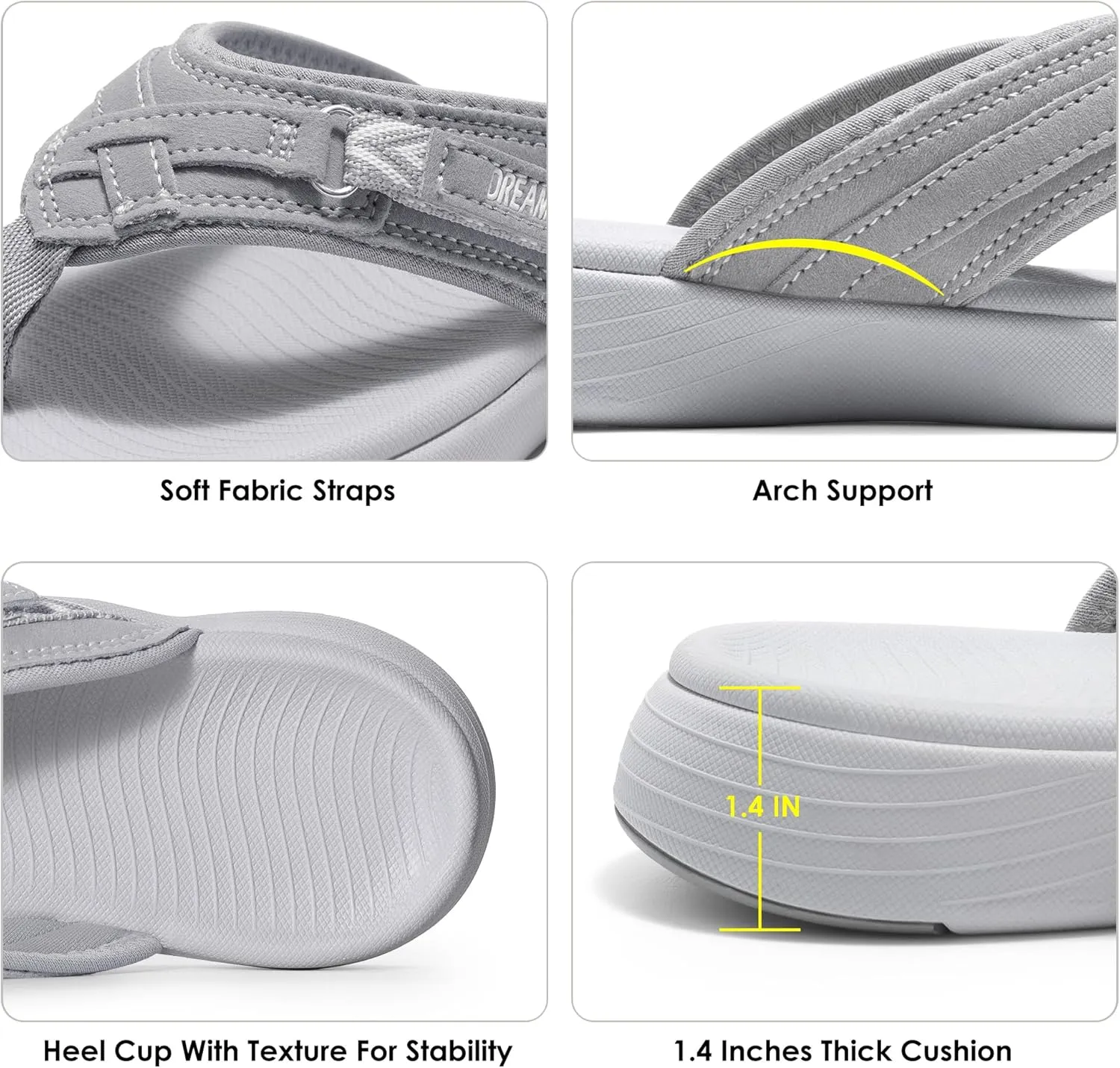 DREAM PAIRS Women's Arch Support Flip Flops Comfortable Thong Sandals