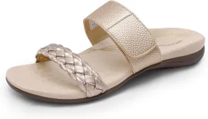 DREAM PAIRS Women's Arch Support Slides Flat Sandals Soft Cushion Slippers With Adjustable Straps