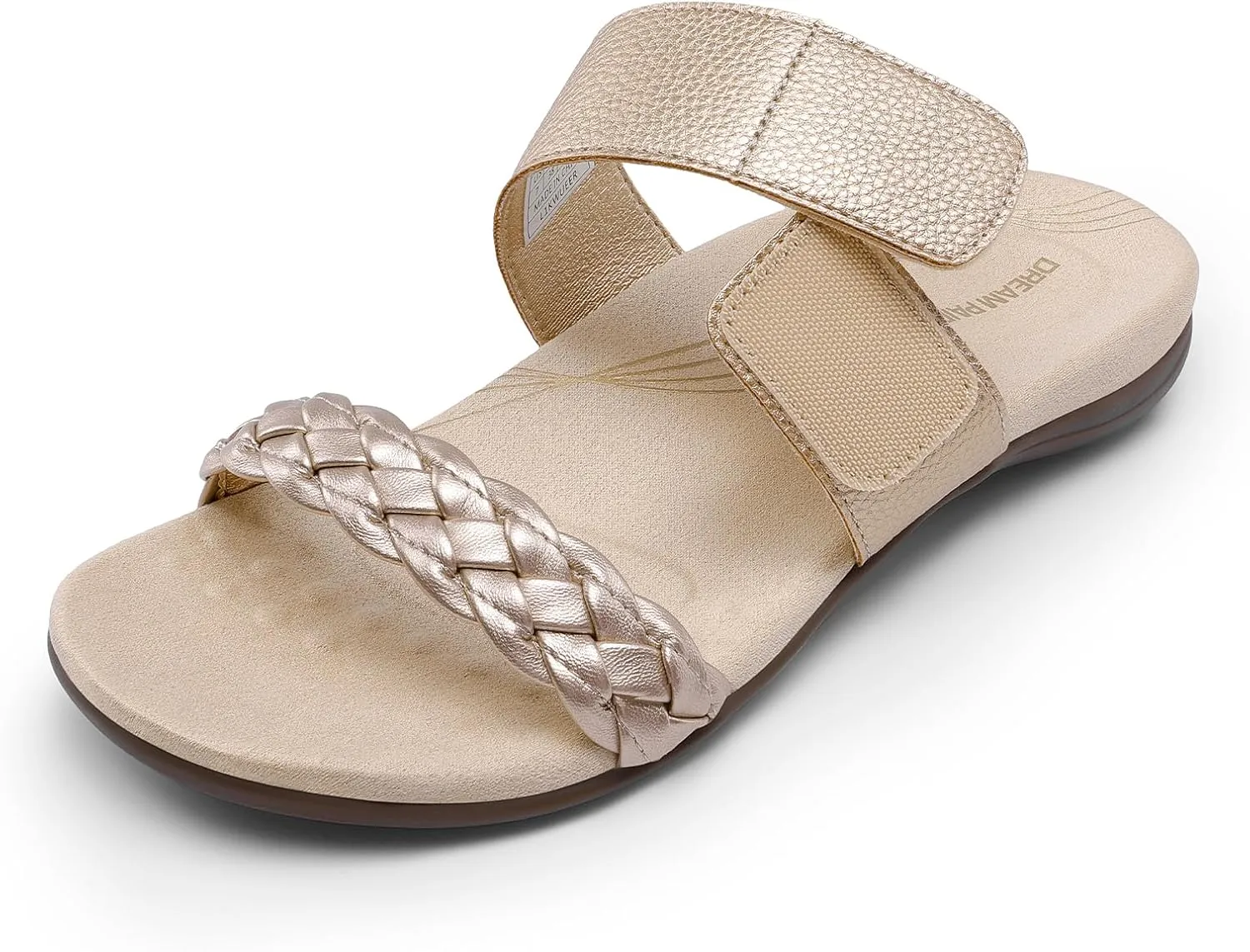 DREAM PAIRS Women's Arch Support Slides Flat Sandals Soft Cushion Slippers With Adjustable Straps