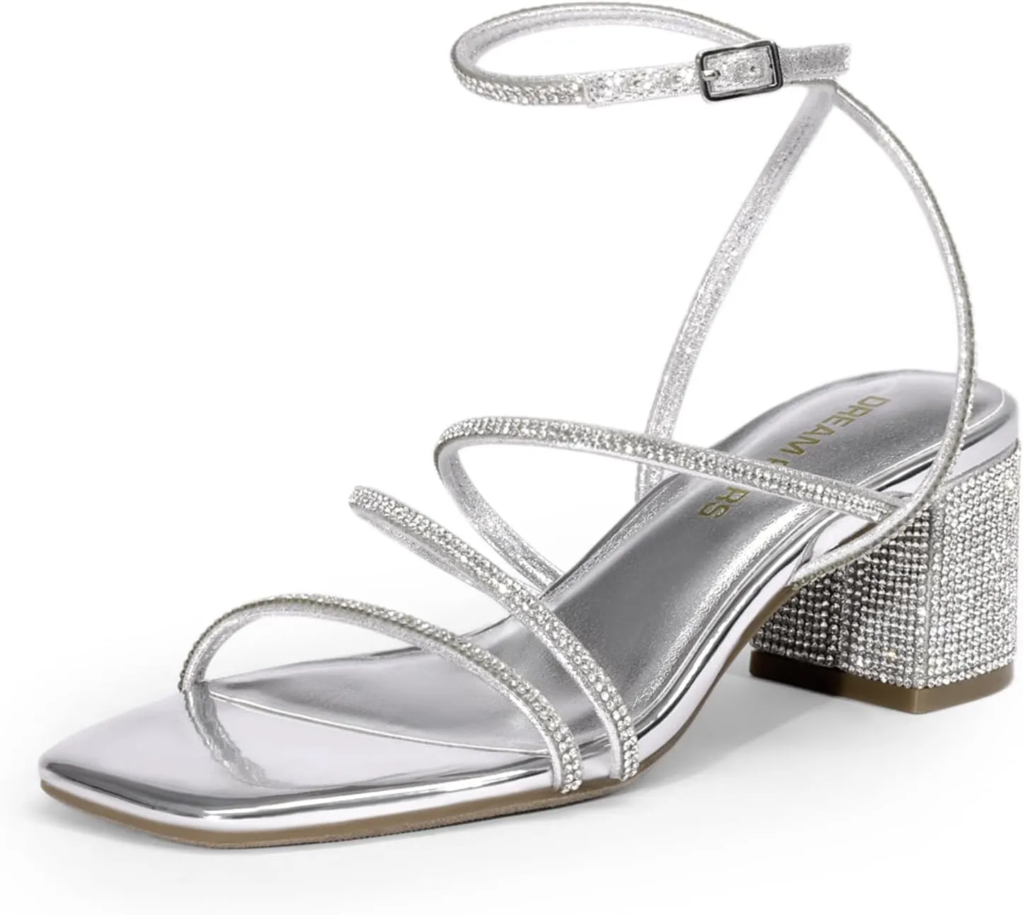DREAM PAIRS Womens Block Heels 2 inch Strappy Square Toe Dressy Chunky Low Heeled Sandals for Party Wedding Evening