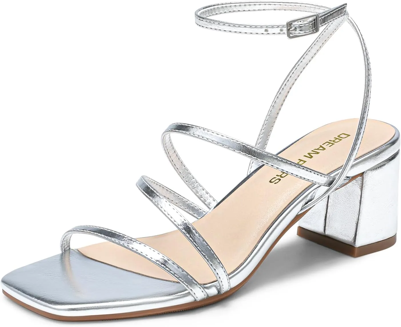DREAM PAIRS Womens Block Heels 2 inch Strappy Square Toe Dressy Chunky Low Heeled Sandals for Party Wedding Evening