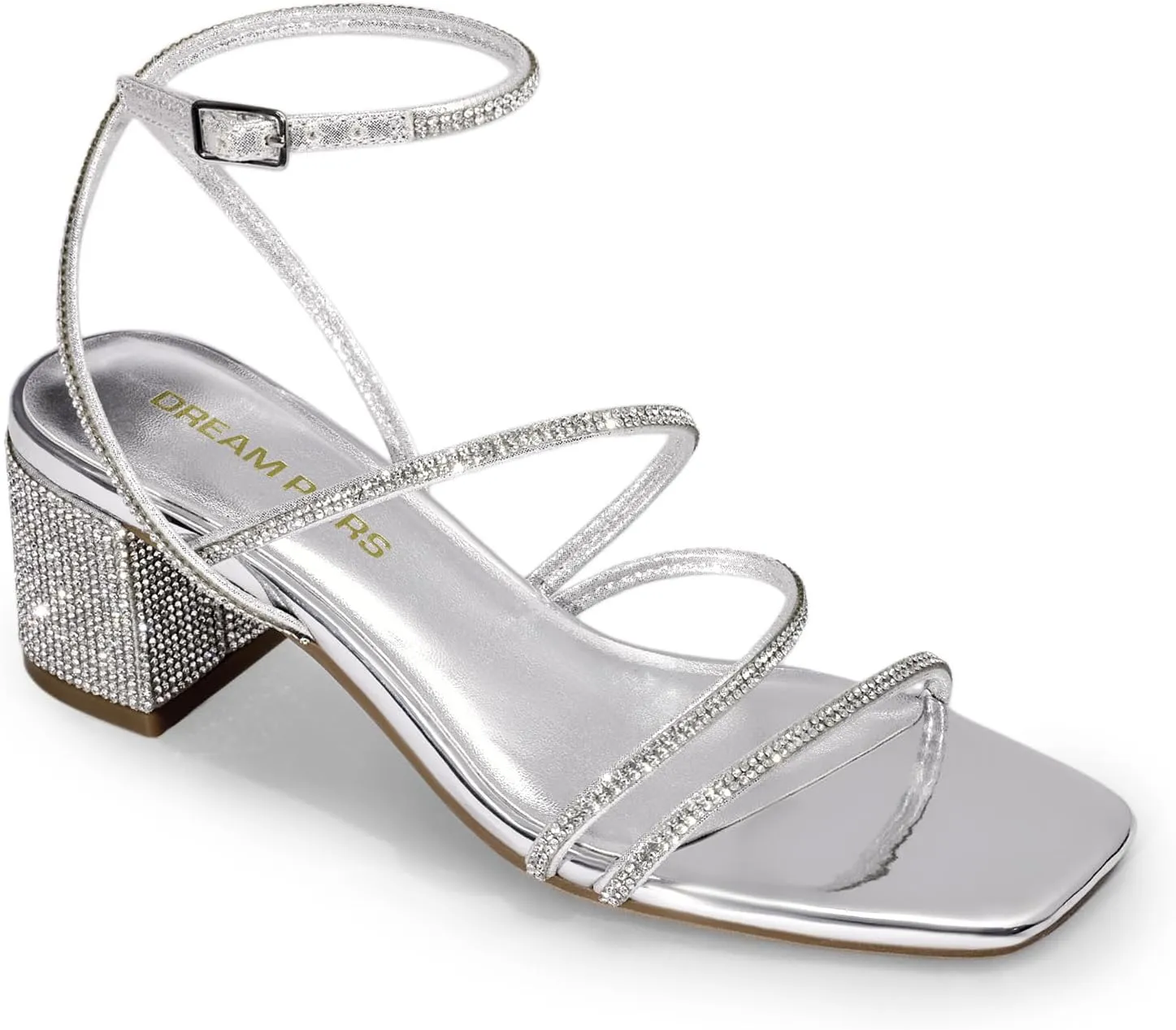 DREAM PAIRS Womens Block Heels 2 inch Strappy Square Toe Dressy Chunky Low Heeled Sandals for Party Wedding Evening