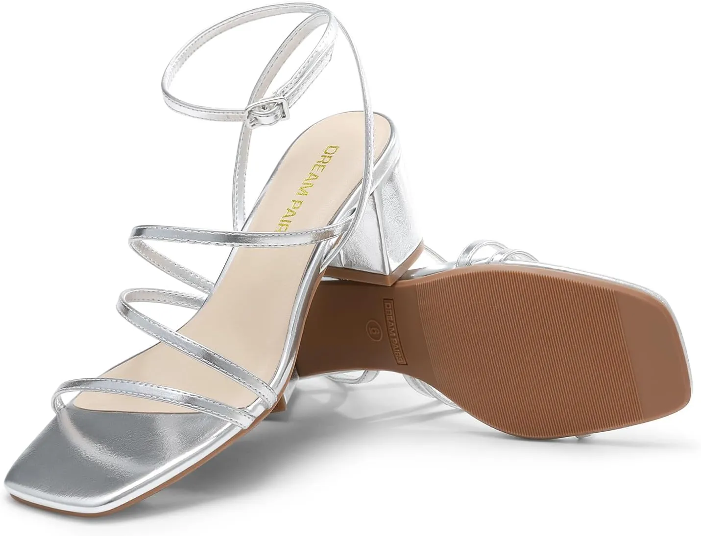 DREAM PAIRS Womens Block Heels 2 inch Strappy Square Toe Dressy Chunky Low Heeled Sandals for Party Wedding Evening