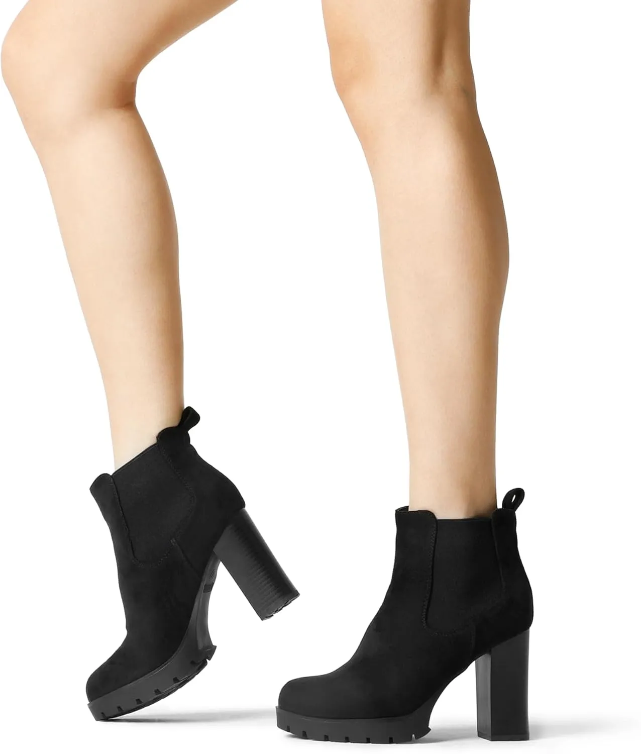 DREAM PAIRS Women's Chelsea Ankle Boots Platform Fall Boots High Chunky Heel Block Elastic Side Booties