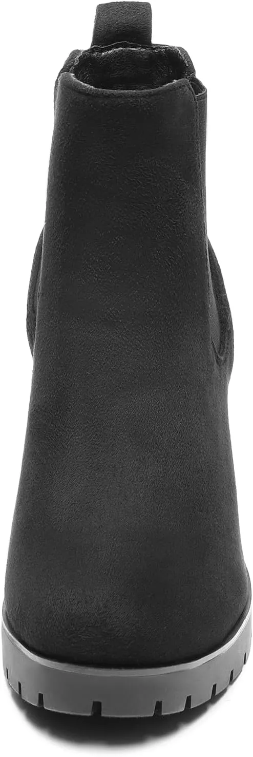 DREAM PAIRS Women's Chelsea Ankle Boots Platform Fall Boots High Chunky Heel Block Elastic Side Booties