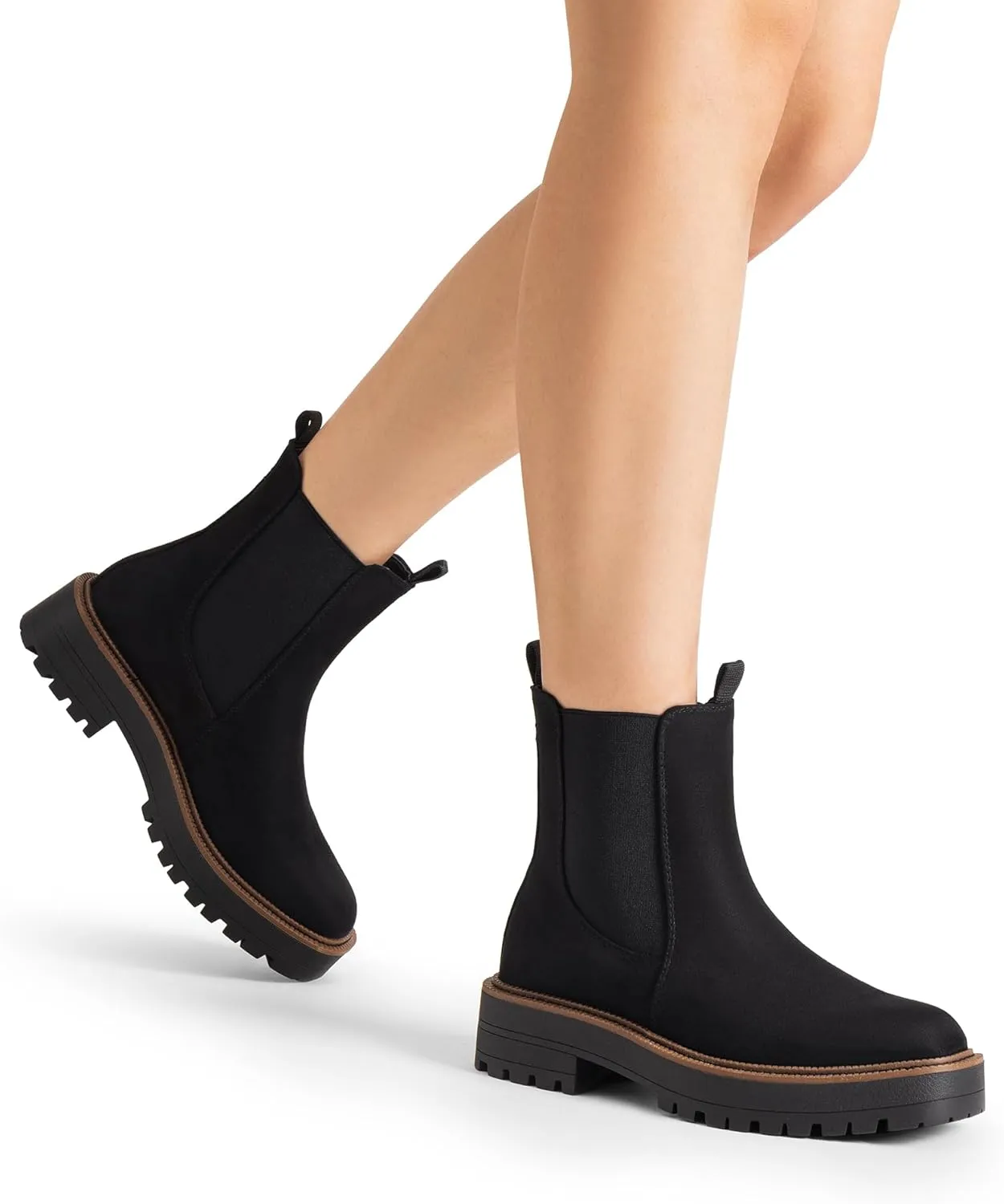 DREAM PAIRS Women's Chelsea Ankle Boots Square Toe Fashion Low Heel Lug Sole Platform Fall Booties Shoes