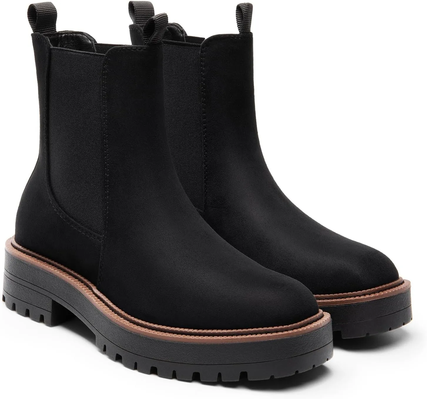DREAM PAIRS Women's Chelsea Ankle Boots Square Toe Fashion Low Heel Lug Sole Platform Fall Booties Shoes