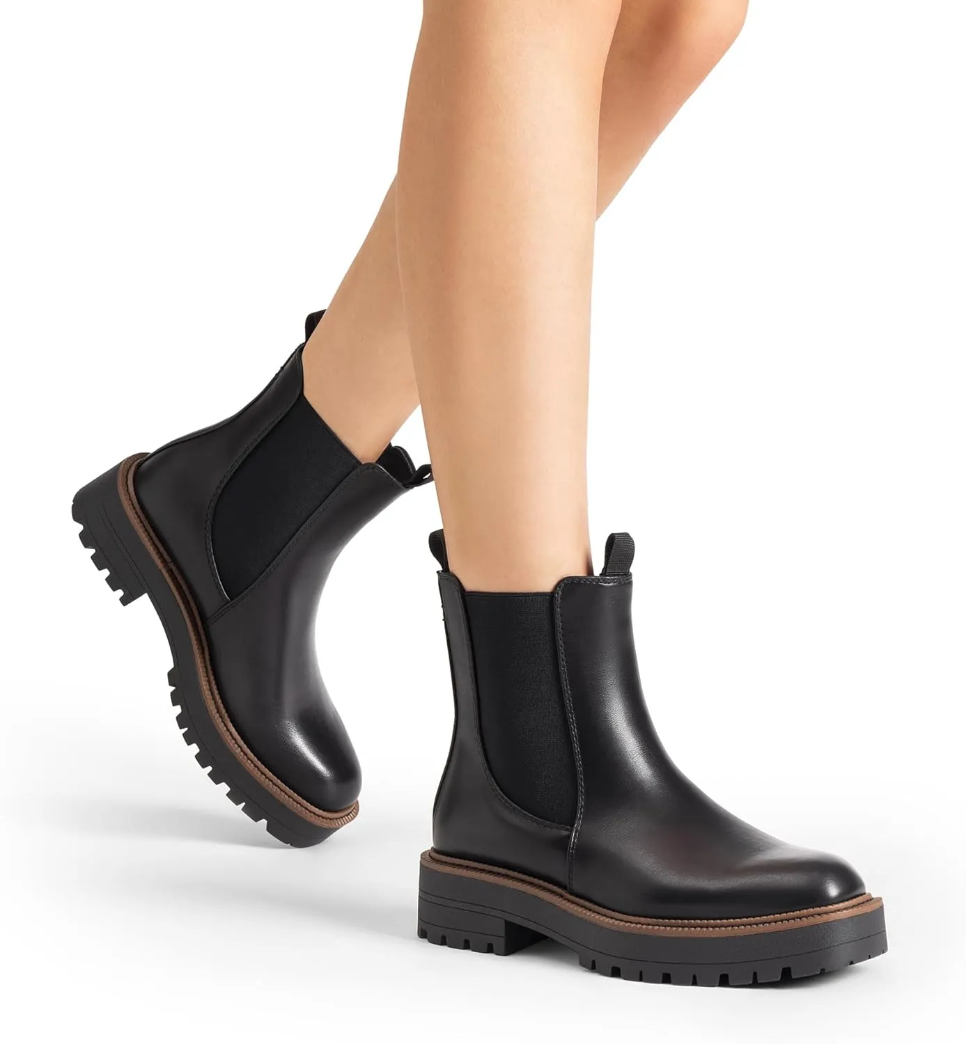 DREAM PAIRS Women's Chelsea Ankle Boots Square Toe Fashion Low Heel Lug Sole Platform Fall Booties Shoes
