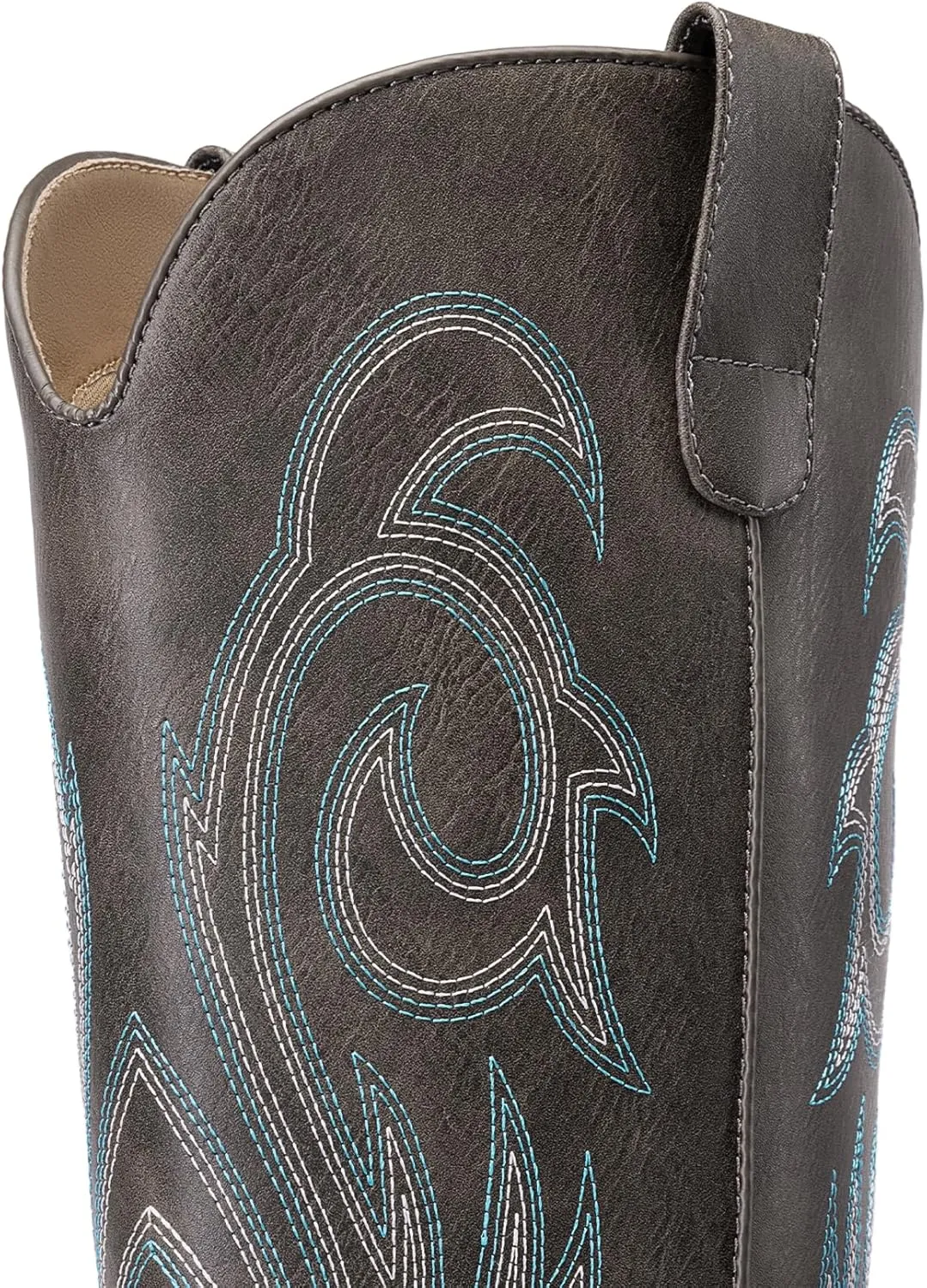 DREAM PAIRS Womens Cowboy Boots Comfortable Cowgirl Knee High Boots Pull On Side Zipper Chunky Heel Embroidered Western Boots