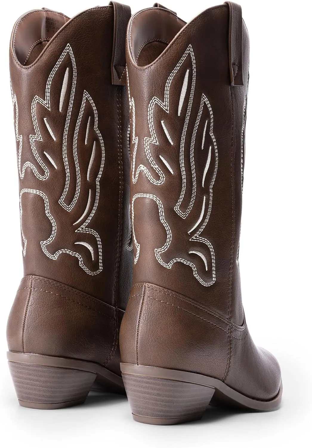 DREAM PAIRS Women's Cowboy Boots Mid Calf Cowgirl Boots Embroidery Stitched Western Boots