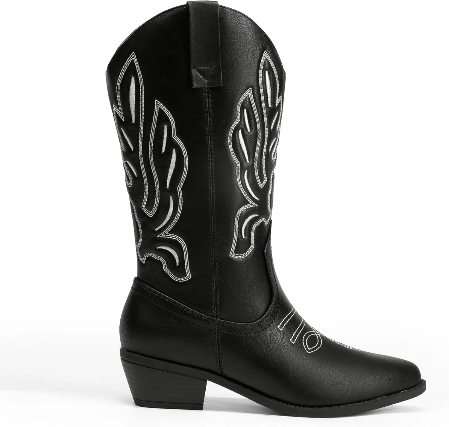 DREAM PAIRS Women's Cowboy Boots Mid Calf Cowgirl Boots Embroidery Stitched Western Boots
