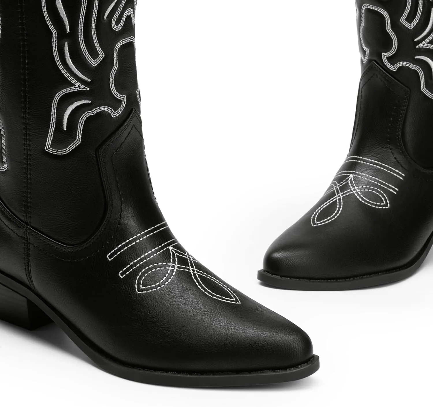 DREAM PAIRS Women's Cowboy Boots Mid Calf Cowgirl Boots Embroidery Stitched Western Boots