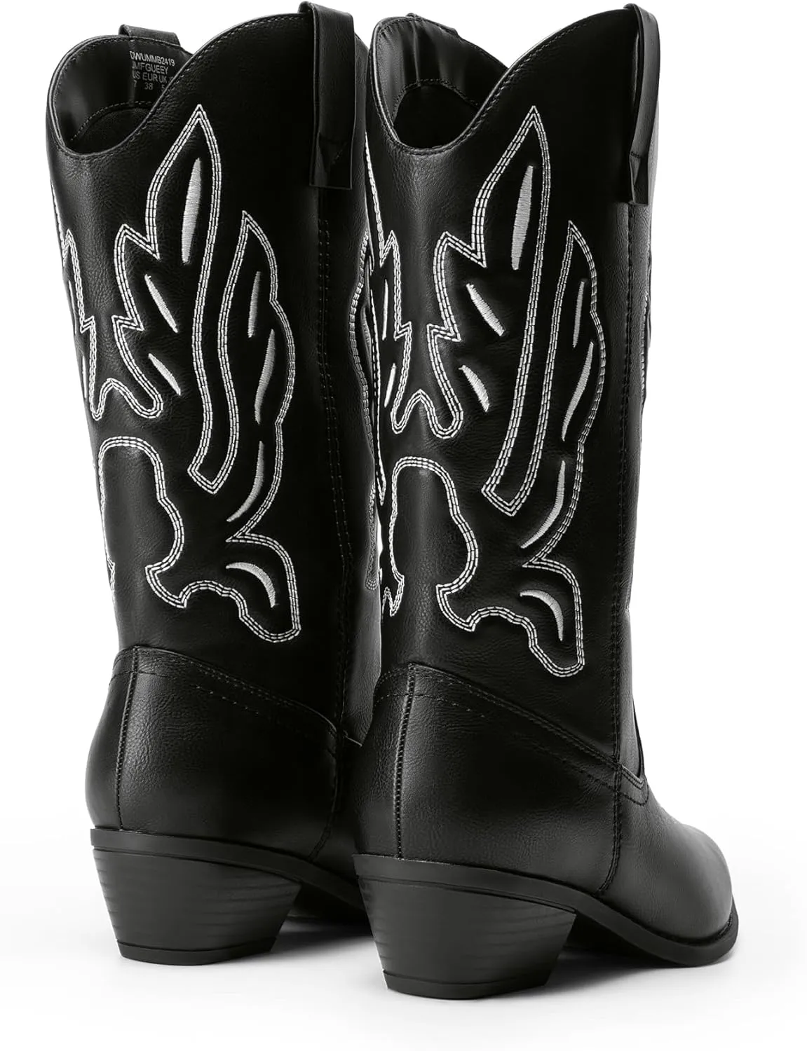 DREAM PAIRS Women's Cowboy Boots Mid Calf Cowgirl Boots Embroidery Stitched Western Boots
