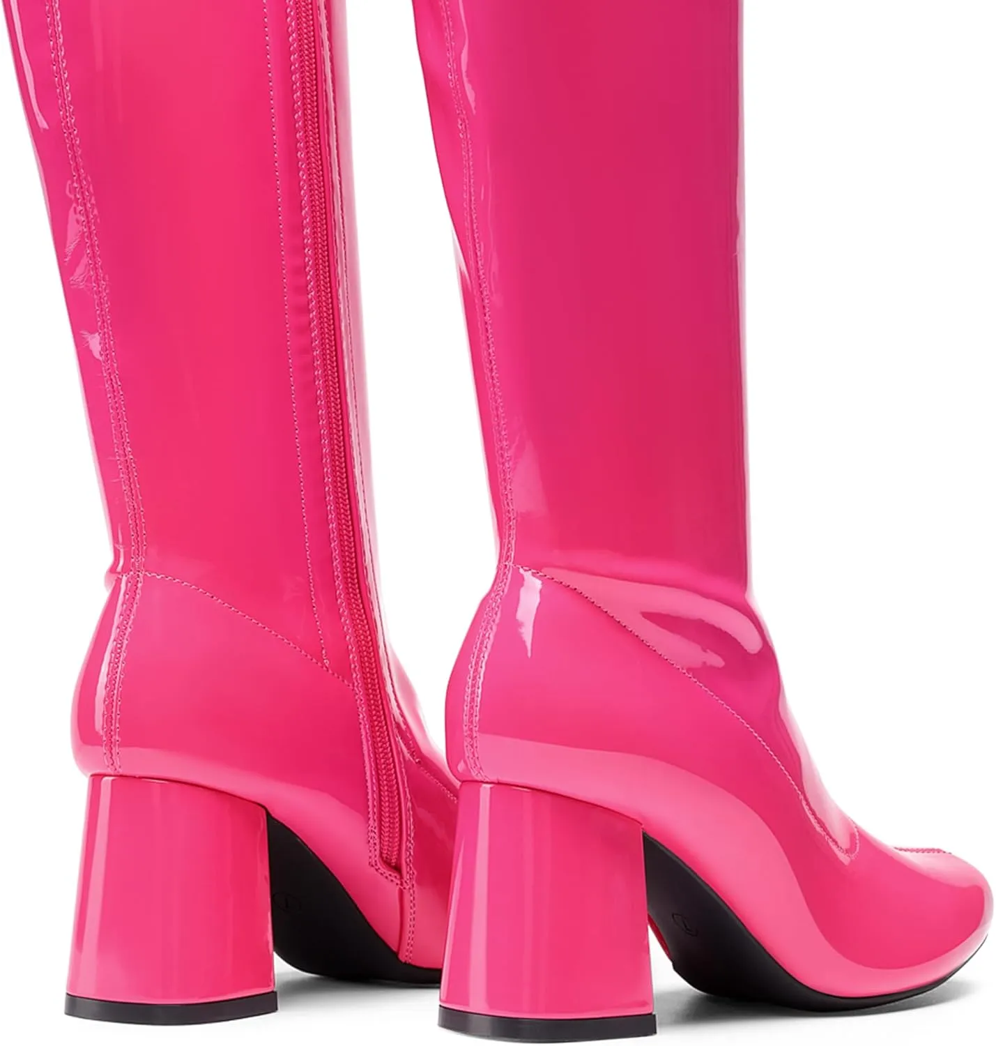 DREAM PAIRS Women's Gogo Boots, Square Toe Chunky Knee High Boots For Women