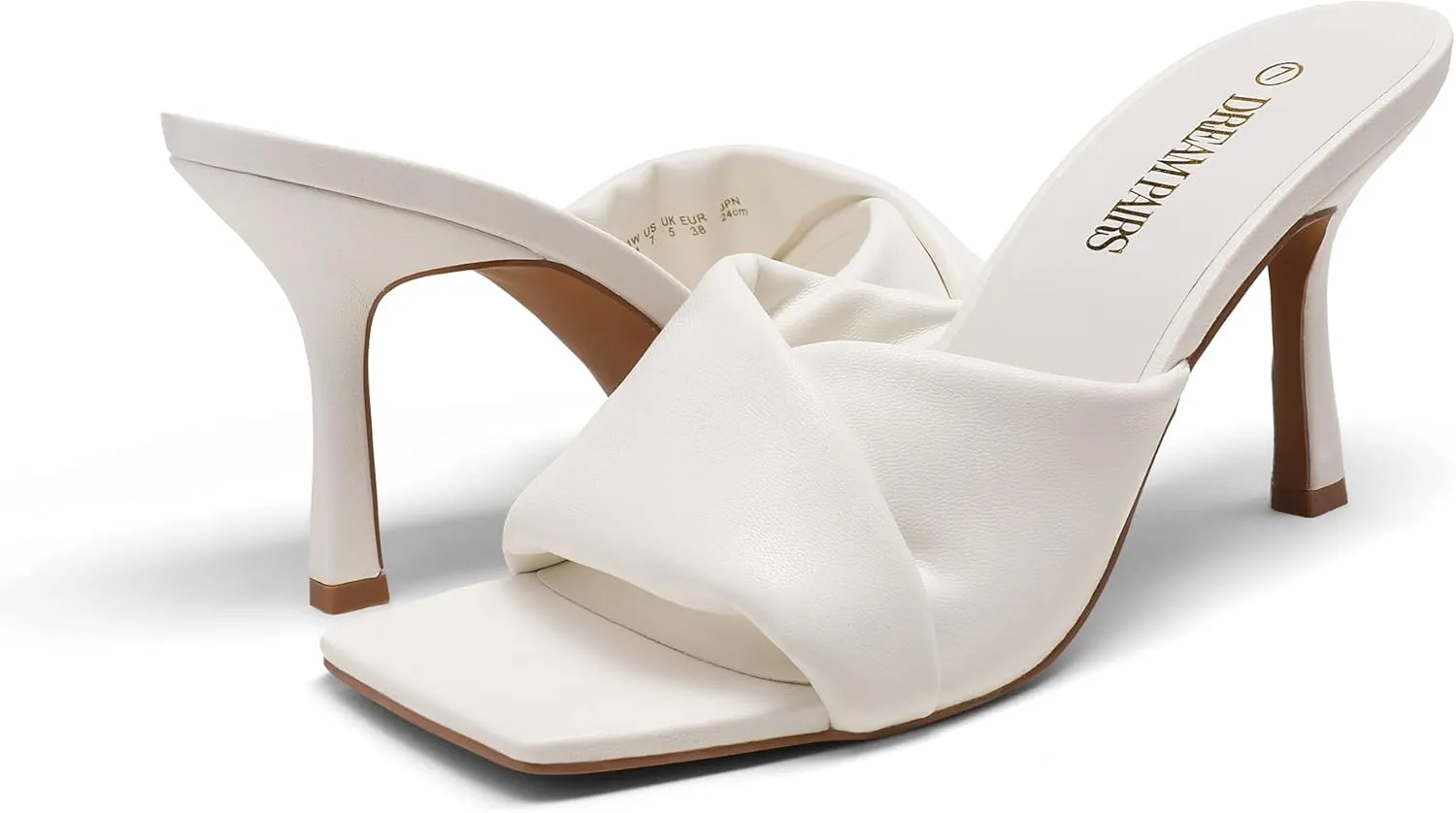 DREAM PAIRS Women’s High Stilettos Heels Mules Open Square Toe Slip On Comfort Sexy Dress Pumps Sandals Evening Party Prom Dance Shoes