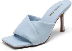 DREAM PAIRS Women’s High Stilettos Heels Mules Open Square Toe Slip On Comfort Sexy Dress Pumps Sandals Evening Party Prom Dance Shoes