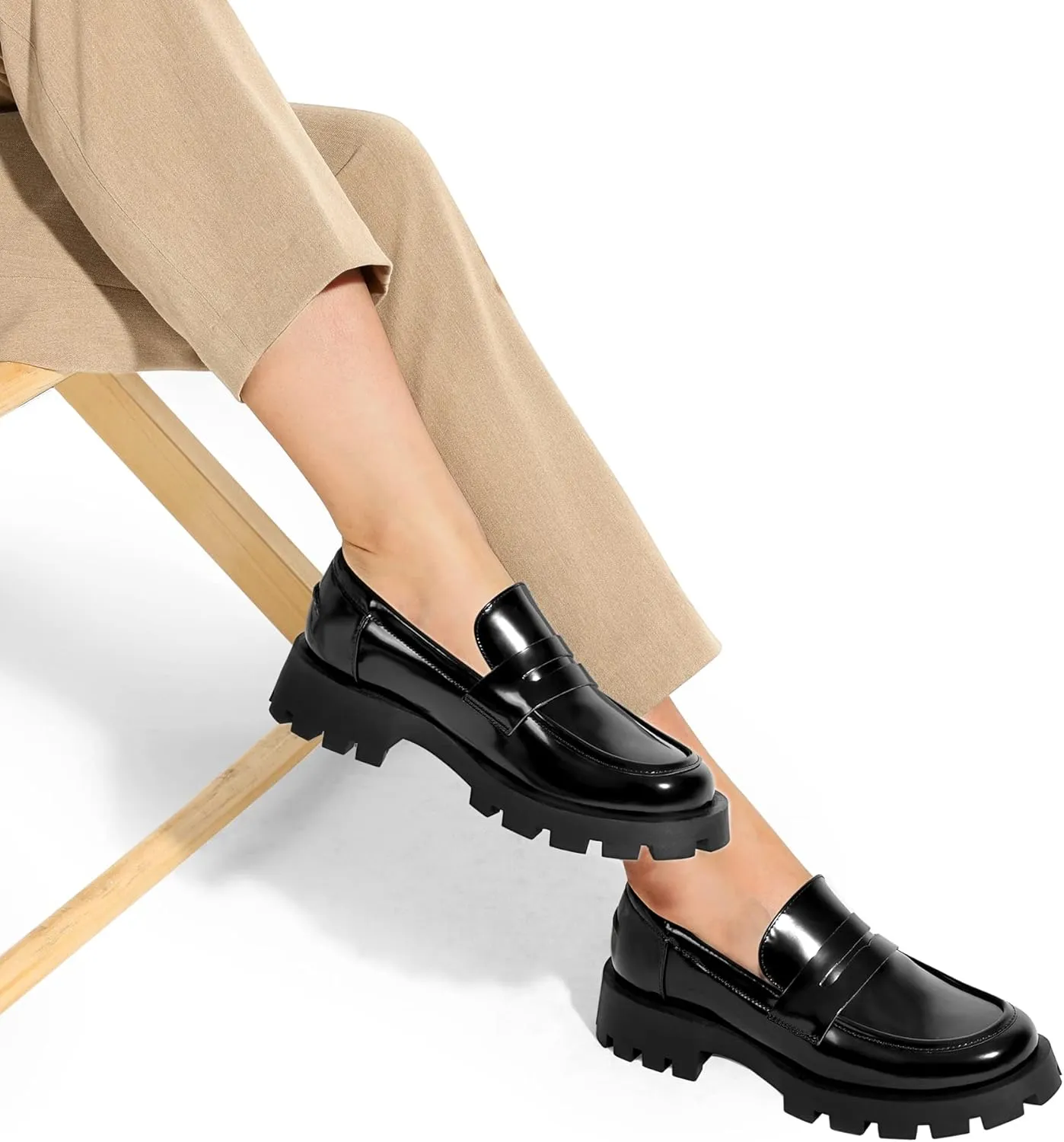 DREAM PAIRS Women's Loafers, Lug Sole Slip On Platform Chunky Penny Loafers for Women Dressy and Work, Business Casual Shoes for Women