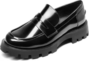 DREAM PAIRS Women's Loafers, Lug Sole Slip On Platform Chunky Penny Loafers for Women Dressy and Work, Business Casual Shoes for Women