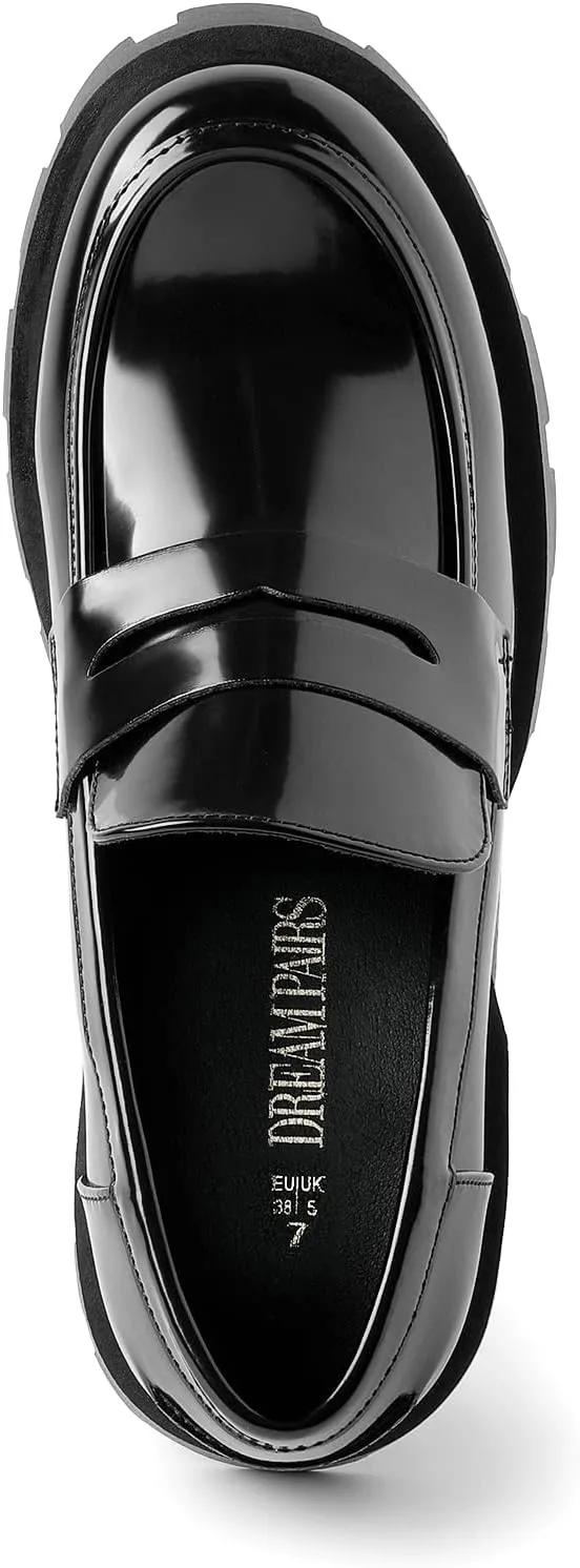 DREAM PAIRS Women's Loafers, Lug Sole Slip On Platform Chunky Penny Loafers for Women Dressy and Work, Business Casual Shoes for Women