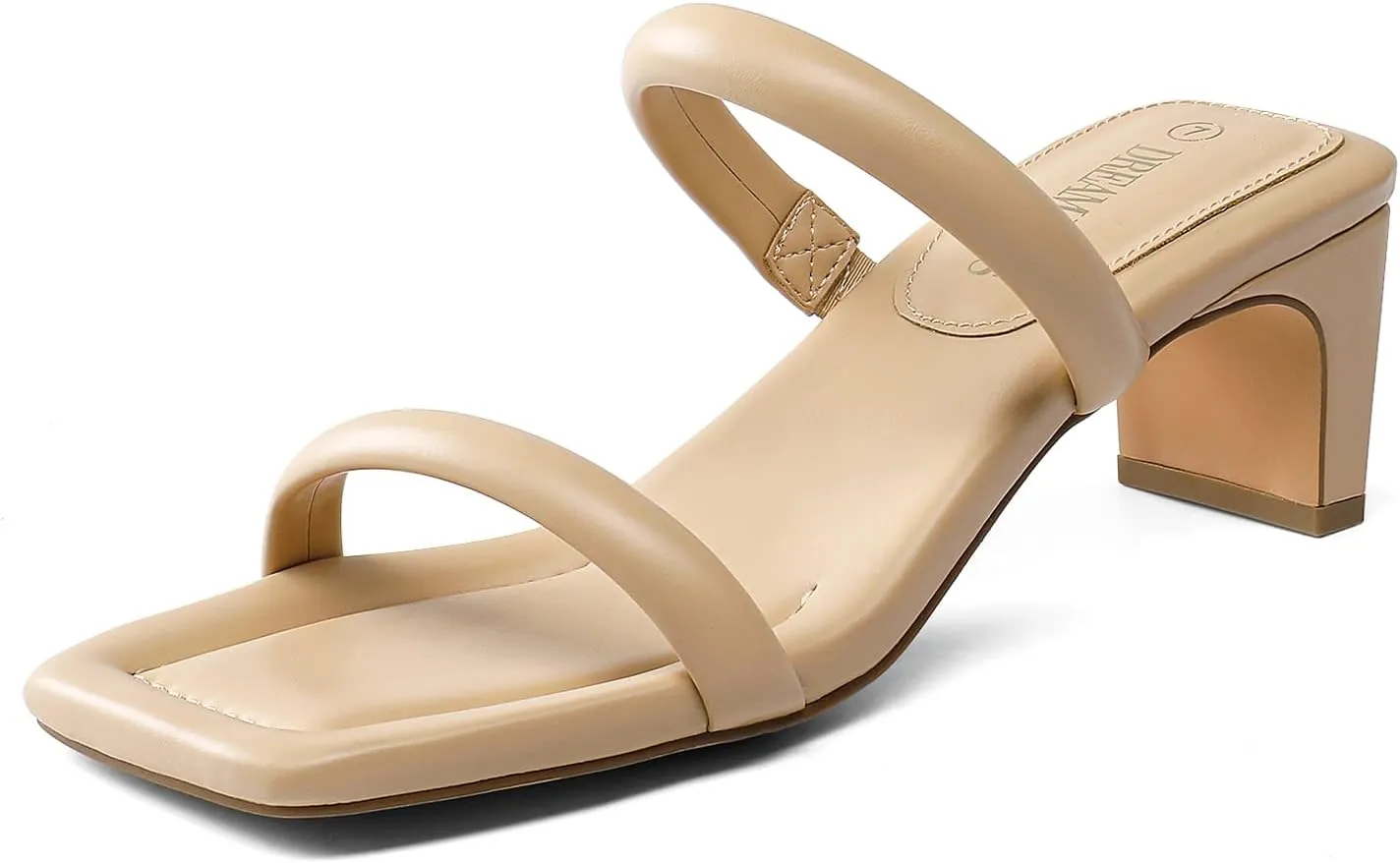 DREAM PAIRS Women's Square Toe Heels for Women Two Strap Open Toe Low Block Chunky Heels Sandals Dress Pumps Shoes