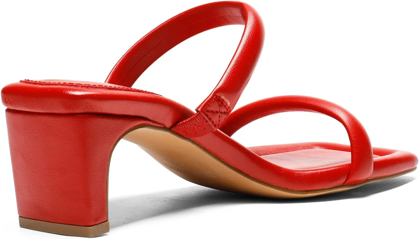DREAM PAIRS Women's Square Toe Heels for Women Two Strap Open Toe Low Block Chunky Heels Sandals Dress Pumps Shoes