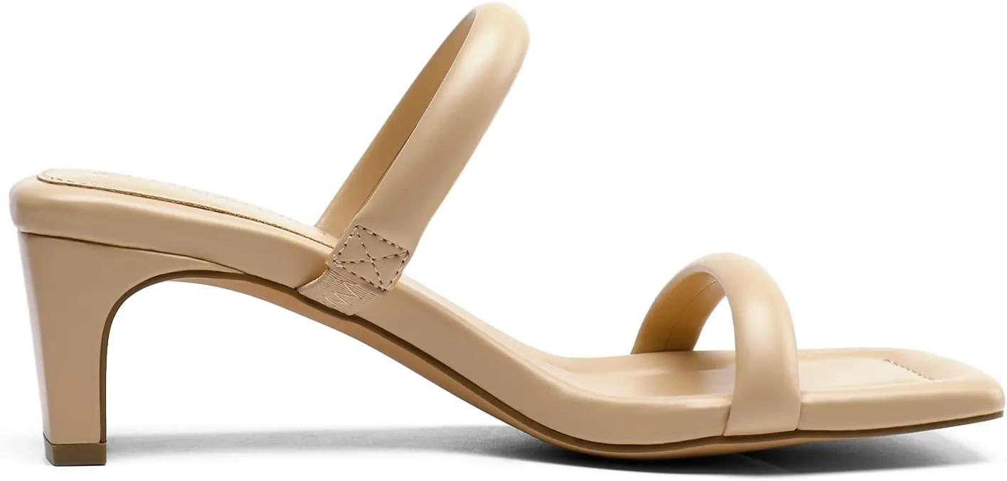DREAM PAIRS Women's Square Toe Heels for Women Two Strap Open Toe Low Block Chunky Heels Sandals Dress Pumps Shoes