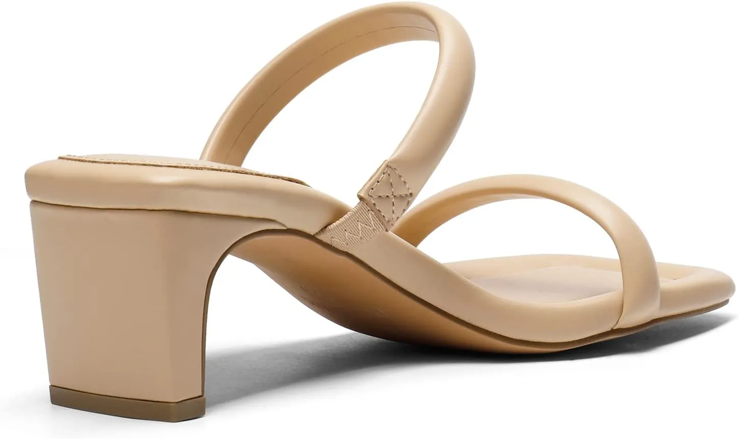 DREAM PAIRS Women's Square Toe Heels for Women Two Strap Open Toe Low Block Chunky Heels Sandals Dress Pumps Shoes