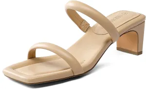 DREAM PAIRS Women's Square Toe Heels for Women Two Strap Open Toe Low Block Chunky Heels Sandals Dress Pumps Shoes