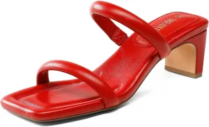 DREAM PAIRS Women's Square Toe Heels for Women Two Strap Open Toe Low Block Chunky Heels Sandals Dress Pumps Shoes