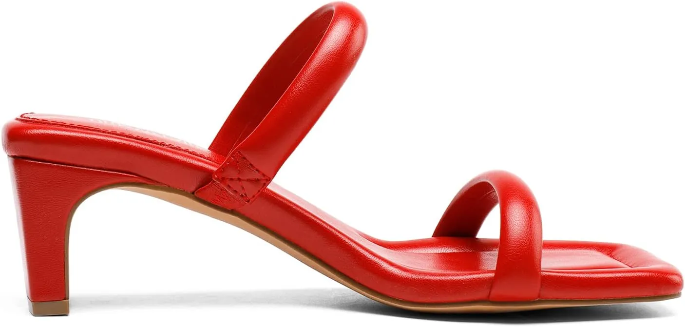 DREAM PAIRS Women's Square Toe Heels for Women Two Strap Open Toe Low Block Chunky Heels Sandals Dress Pumps Shoes