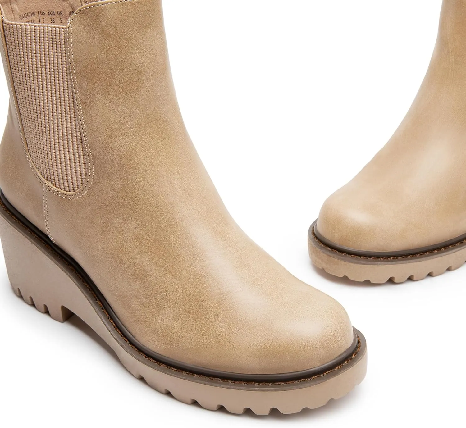 DREAM PAIRS Women's Wedge Chelsea Ankle Boots Fashion Round Toe Low Wedge Heel Platform Booties Shoes