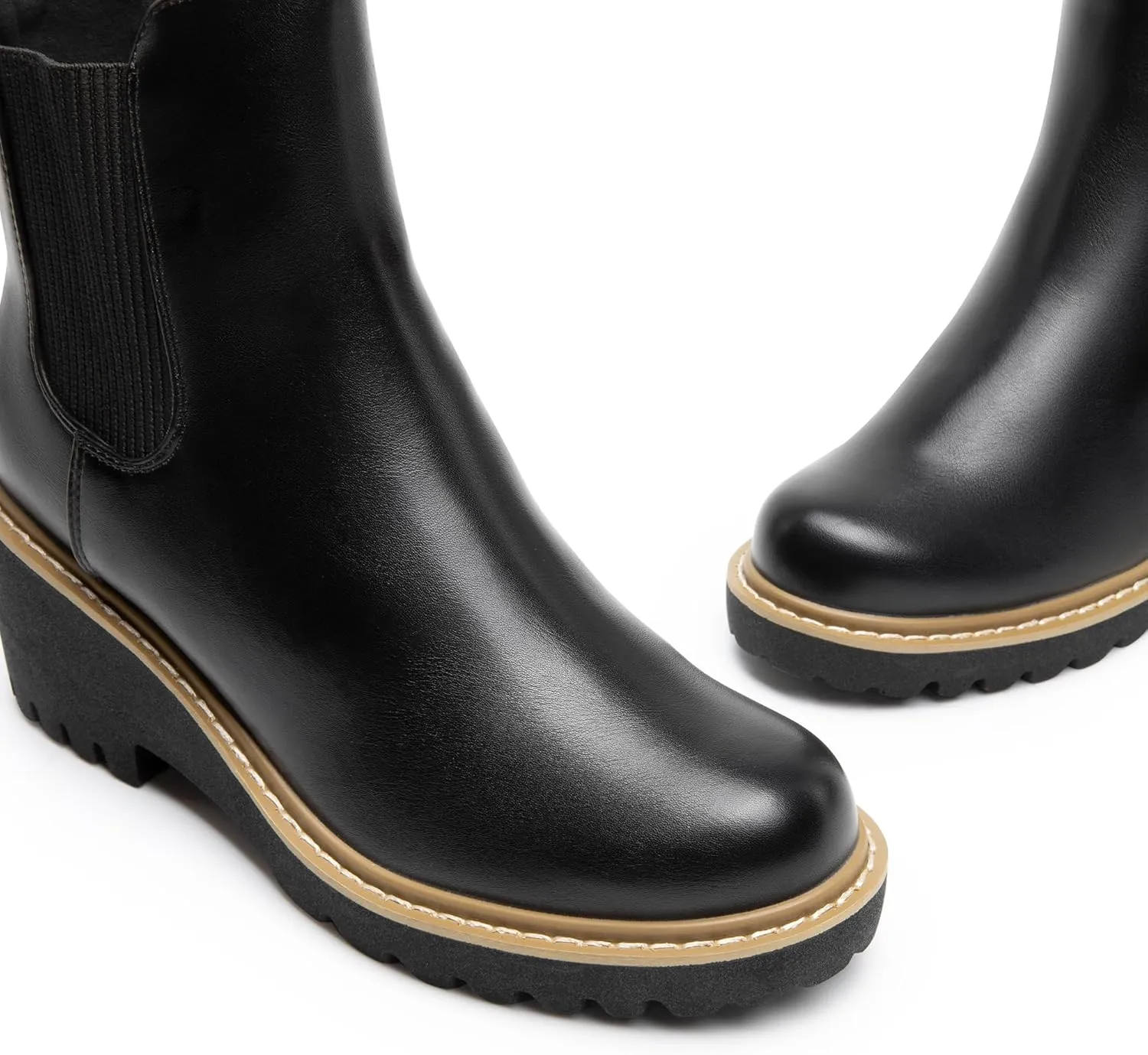 DREAM PAIRS Women's Wedge Chelsea Ankle Boots Fashion Round Toe Low Wedge Heel Platform Booties Shoes