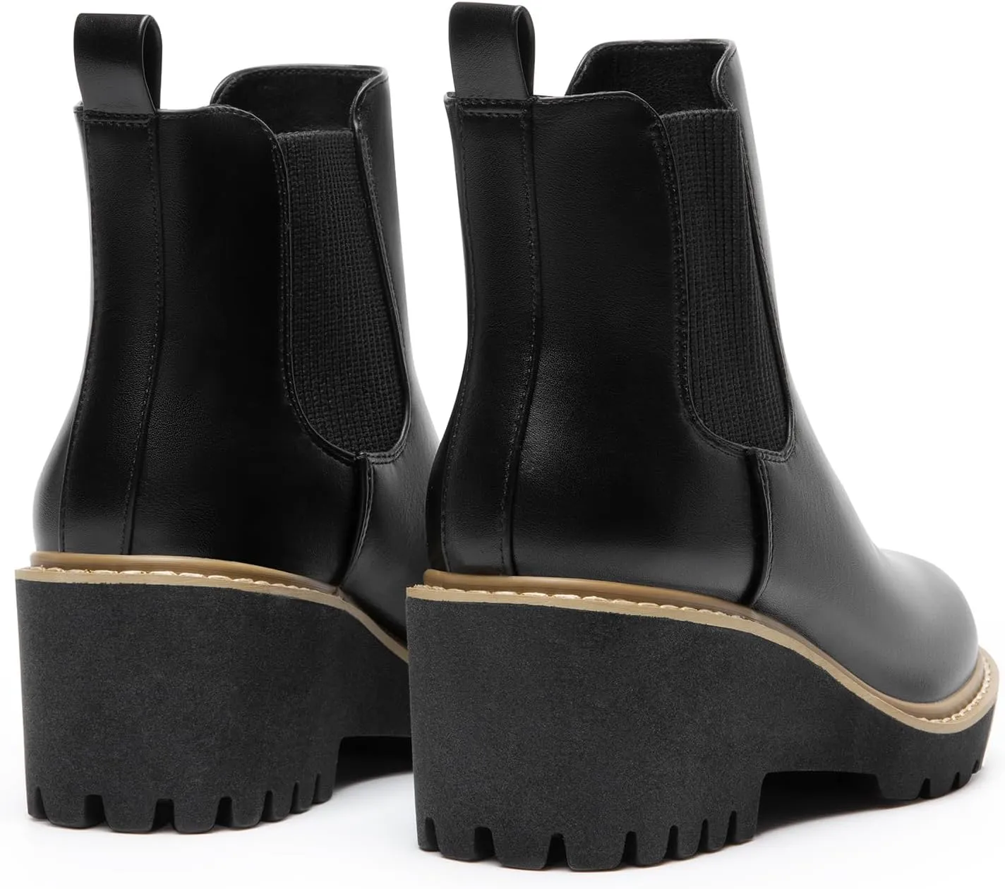 DREAM PAIRS Women's Wedge Chelsea Ankle Boots Fashion Round Toe Low Wedge Heel Platform Booties Shoes