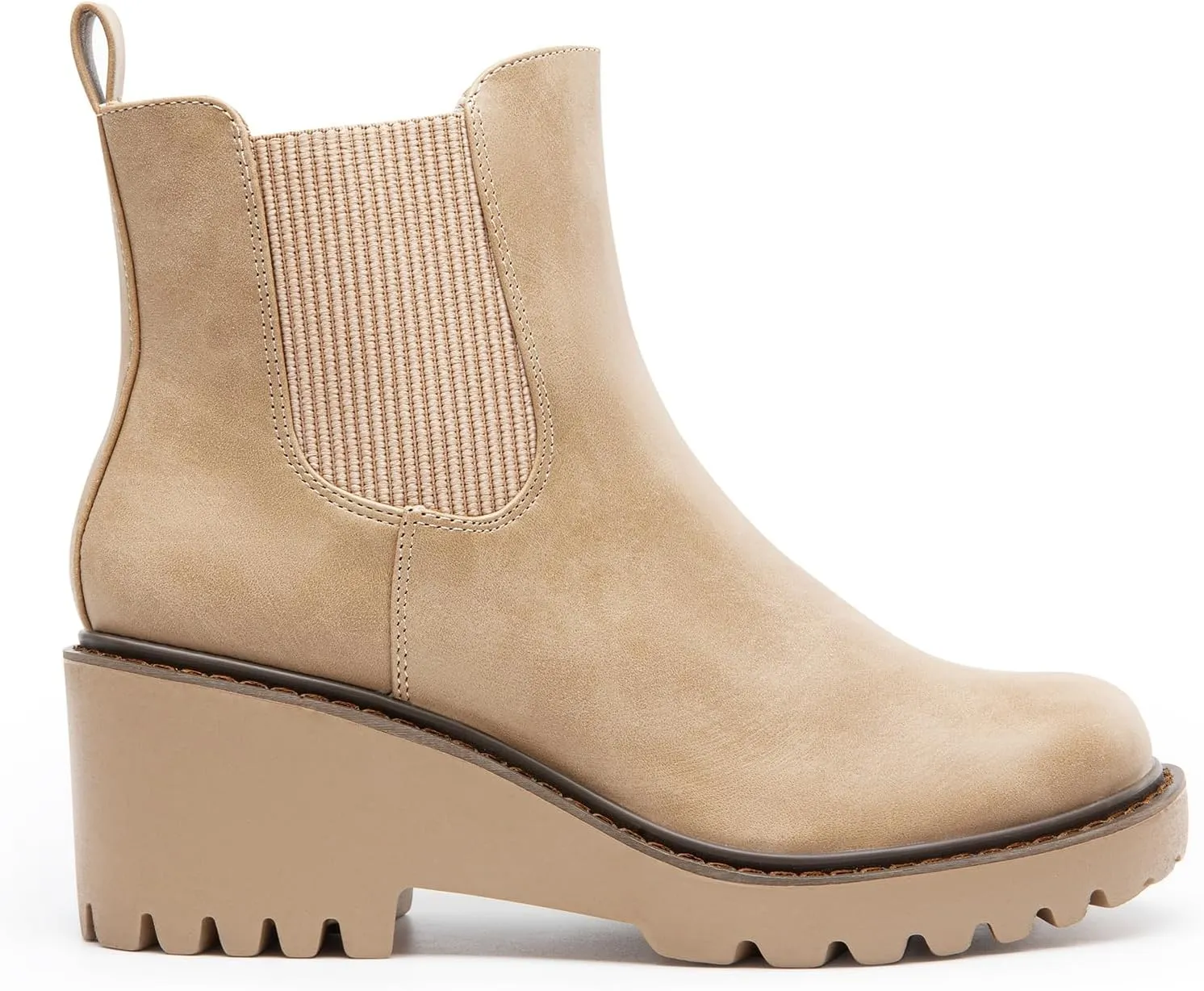 DREAM PAIRS Women's Wedge Chelsea Ankle Boots Fashion Round Toe Low Wedge Heel Platform Booties Shoes