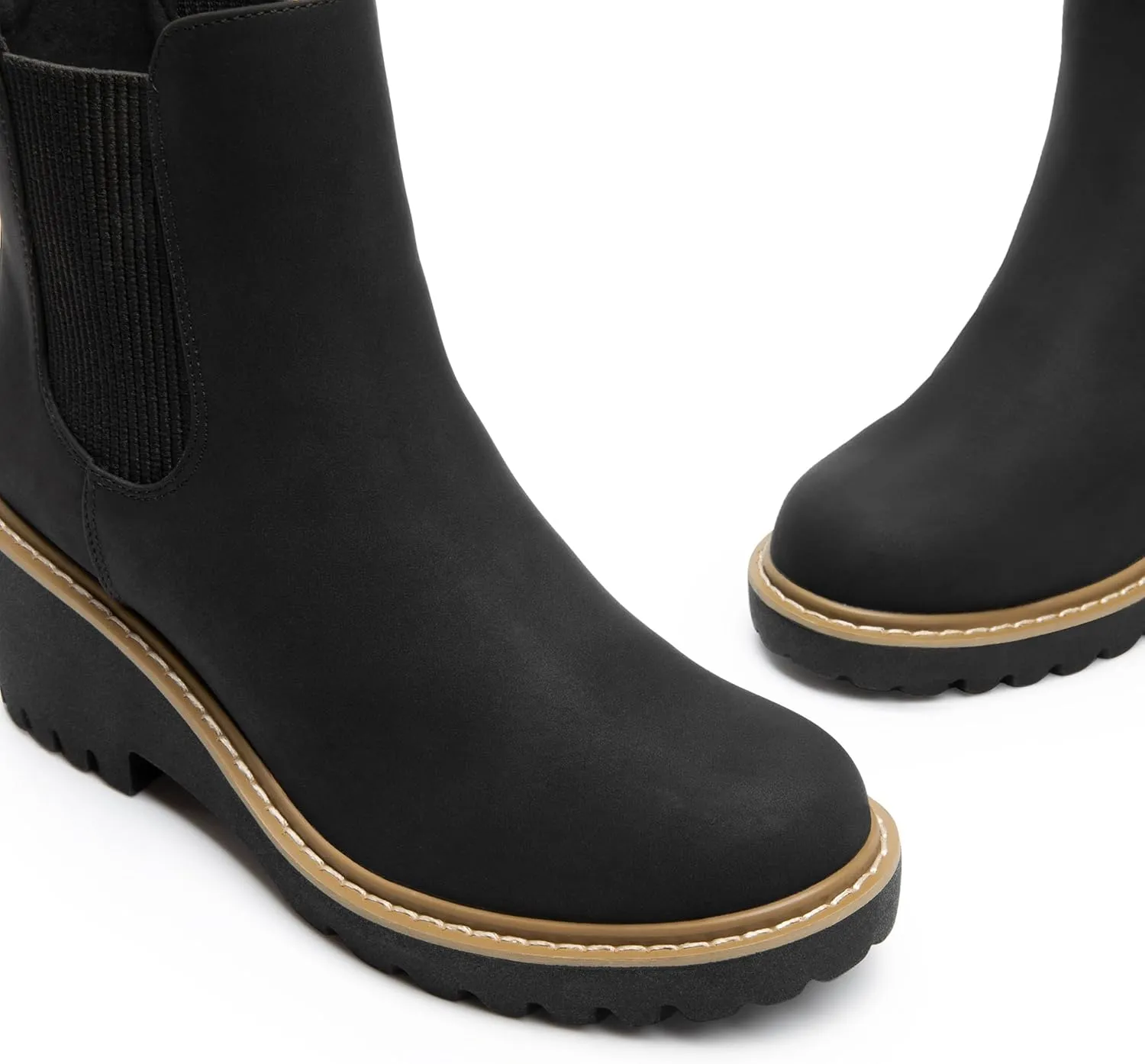 DREAM PAIRS Women's Wedge Chelsea Ankle Boots Fashion Round Toe Low Wedge Heel Platform Booties Shoes