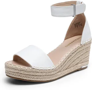 DREAM PAIRS Women's Wedge Sandals Open Toe Espadrilles Sandals Comfortable Dressy Ankle Strap Platform Sandals Suitable for Work Beach Summer Shoes