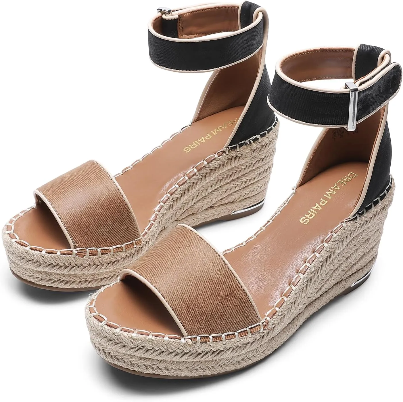 DREAM PAIRS Women's Wedge Sandals Open Toe Espadrilles Sandals Comfortable Dressy Ankle Strap Platform Sandals Suitable for Work Beach Summer Shoes
