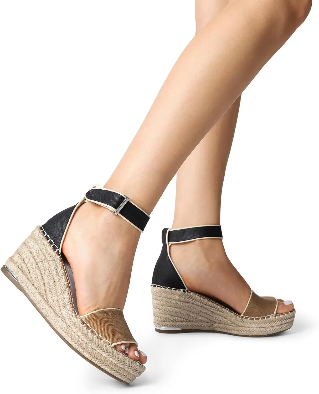 DREAM PAIRS Women's Wedge Sandals Open Toe Espadrilles Sandals Comfortable Dressy Ankle Strap Platform Sandals Suitable for Work Beach Summer Shoes