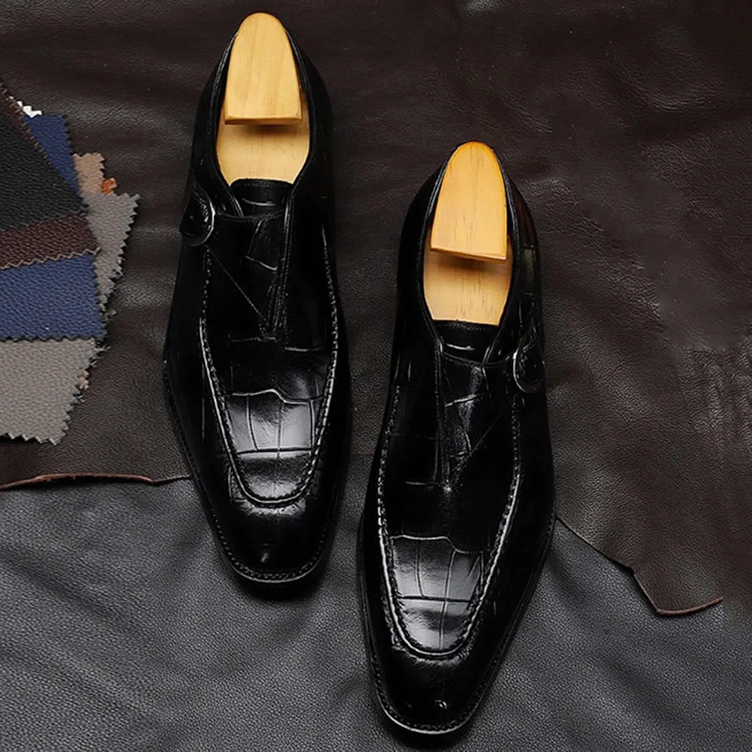 Dress Shoes for Men Loafers Wide Mens Shoes Fashion Classic Style British Retro Pointed Business Casual Shoes Men Black