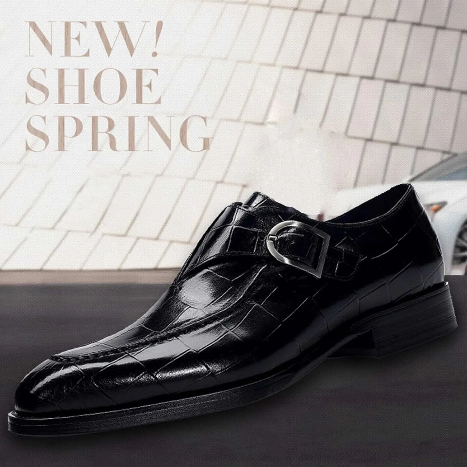 Dress Shoes for Men Loafers Wide Mens Shoes Fashion Classic Style British Retro Pointed Business Casual Shoes Men Black