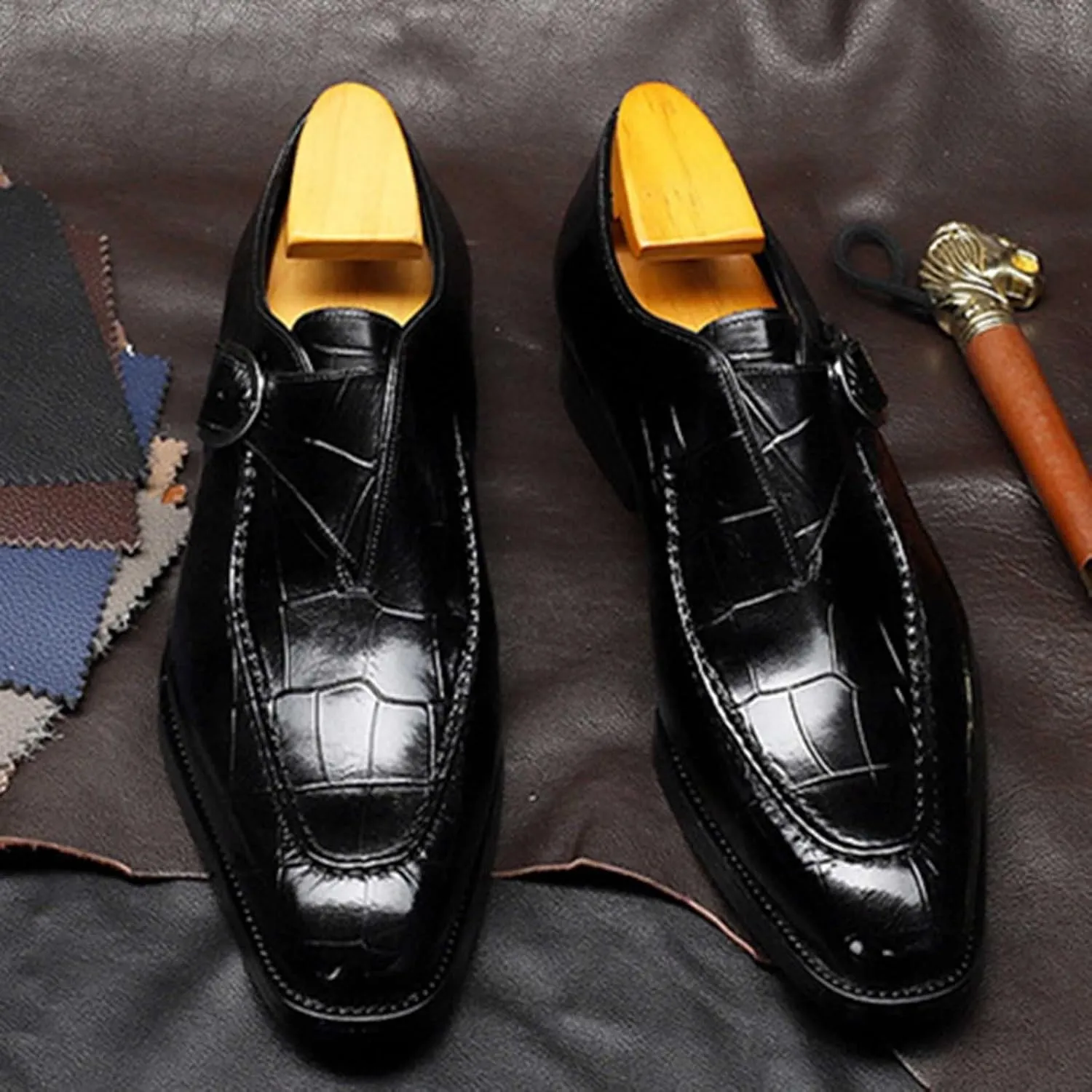 Dress Shoes for Men Loafers Wide Mens Shoes Fashion Classic Style British Retro Pointed Business Casual Shoes Men Black