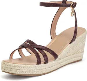 Dressy Open Toe Sandals Platform Wedge Sandals with Cushioned Insole and Ankle Strap Buckle,Strappy Espadrille Wedge Sandals for Women Comfortable Summer