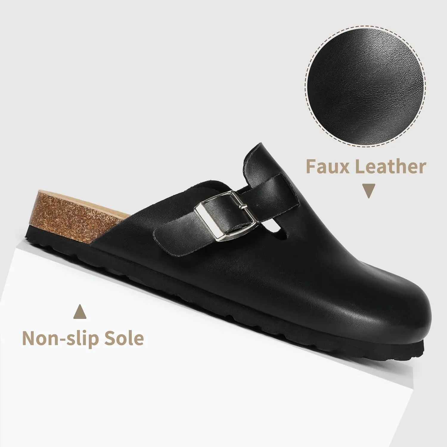 Dumalum Suede Clogs for Women & Men - Comfort Cork Footbed with Arch Support - Adjustable Buckle Mules Slip-On Sandals Unisex Potato Shoes Home Slippers