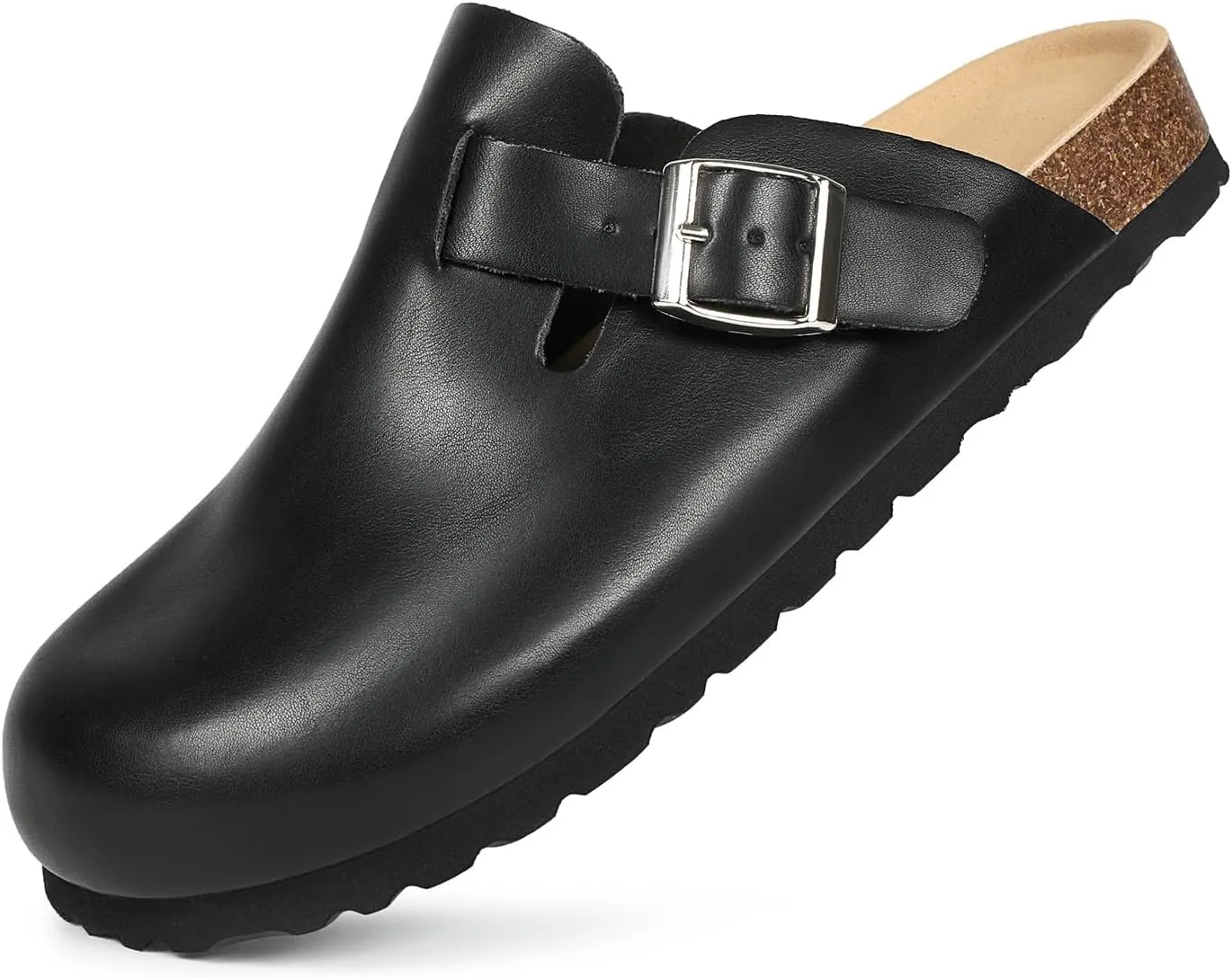Dumalum Suede Clogs for Women & Men - Comfort Cork Footbed with Arch Support - Adjustable Buckle Mules Slip-On Sandals Unisex Potato Shoes Home Slippers