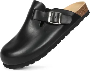 Dumalum Suede Clogs for Women & Men - Comfort Cork Footbed with Arch Support - Adjustable Buckle Mules Slip-On Sandals Unisex Potato Shoes Home Slippers
